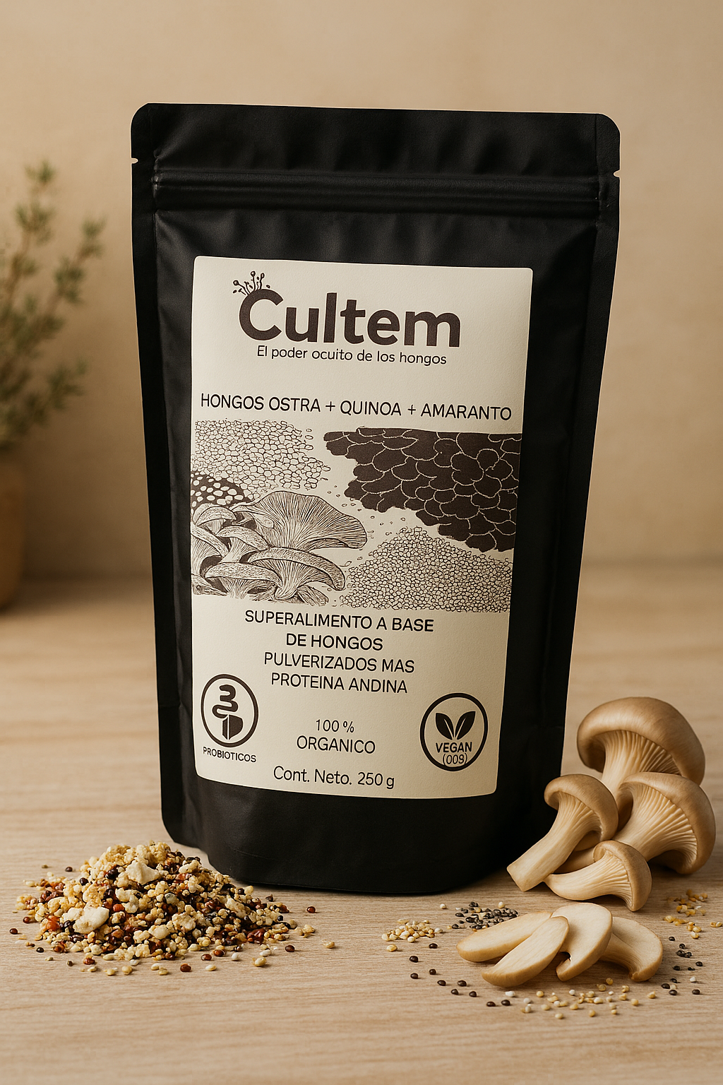 Hongos Ostra + Quinoa + Amaranto 250 g | Cultem